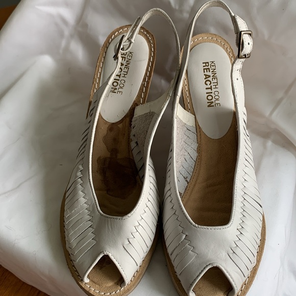 Kenneth Cole “I’m a Star” stacked wedge braided leather sandals - Picture 4 of 6